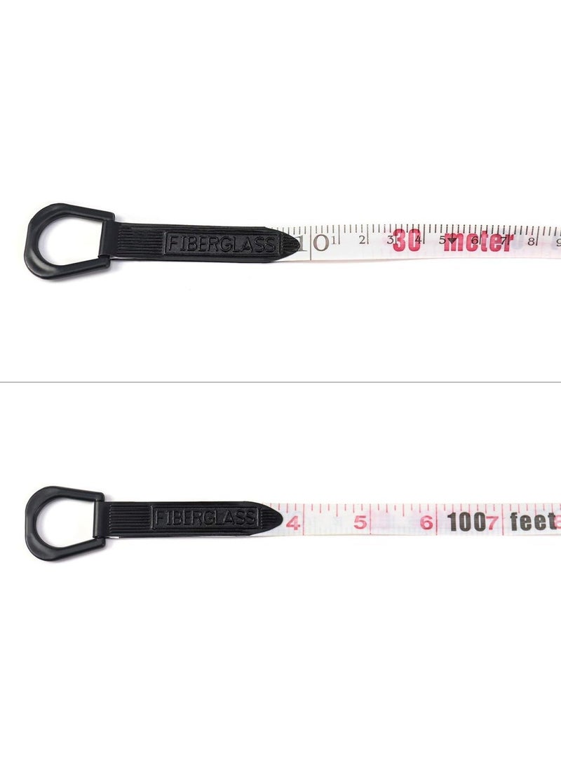 100-meter long metric measuring tape - durable plastic frame with comfortable hand grip and size lock - ideal for surveying, construction, and sports fields. - Image 4